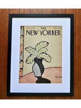 Framed 1984 The New Yorker January 16 Cover Shadow Vase Robert Tallon